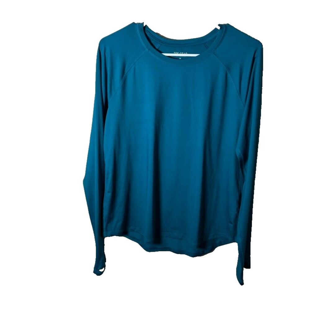 Tek Gear T-Shirt Women's Medium Blue Long Sleeve Round Neck Shirt Athletic